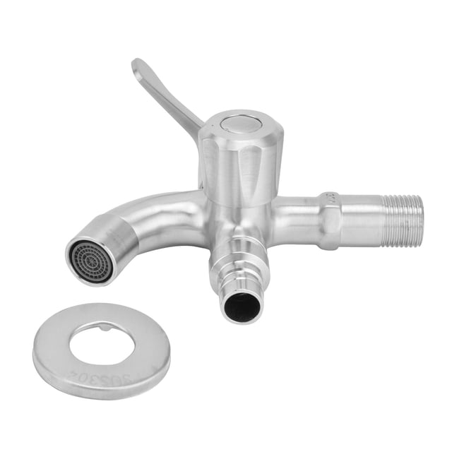 G1/2 Male Thread Stainless Steel Faucet 1 Inlet 2 Outlet Washing Machine Faucet for Bathroom