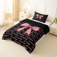 thumbnail image 2 of spefrowx Black Pink Bow Twin Comforter Sets for Girls, Watercolor Princess Letter Bedding Set, Black Reversible, 2-Piece, 1 Comforter and 1 Pillowcase, 2 of 6