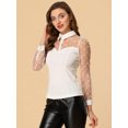 thumbnail image 2 of INSPIRE CHIC Women's Mesh Panel Dots Long Sleeve Button Front Half Placket Shirt, 2 of 5