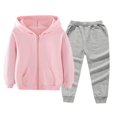 thumbnail image 2 of Little Girls Outfits Girls Clothing Sets Children Coat Suits For Boys And Girls Autumn And Winter Solid Color Small And Medium Children's Zipper Shirt Pants Two Piece Suit, 2 of 3