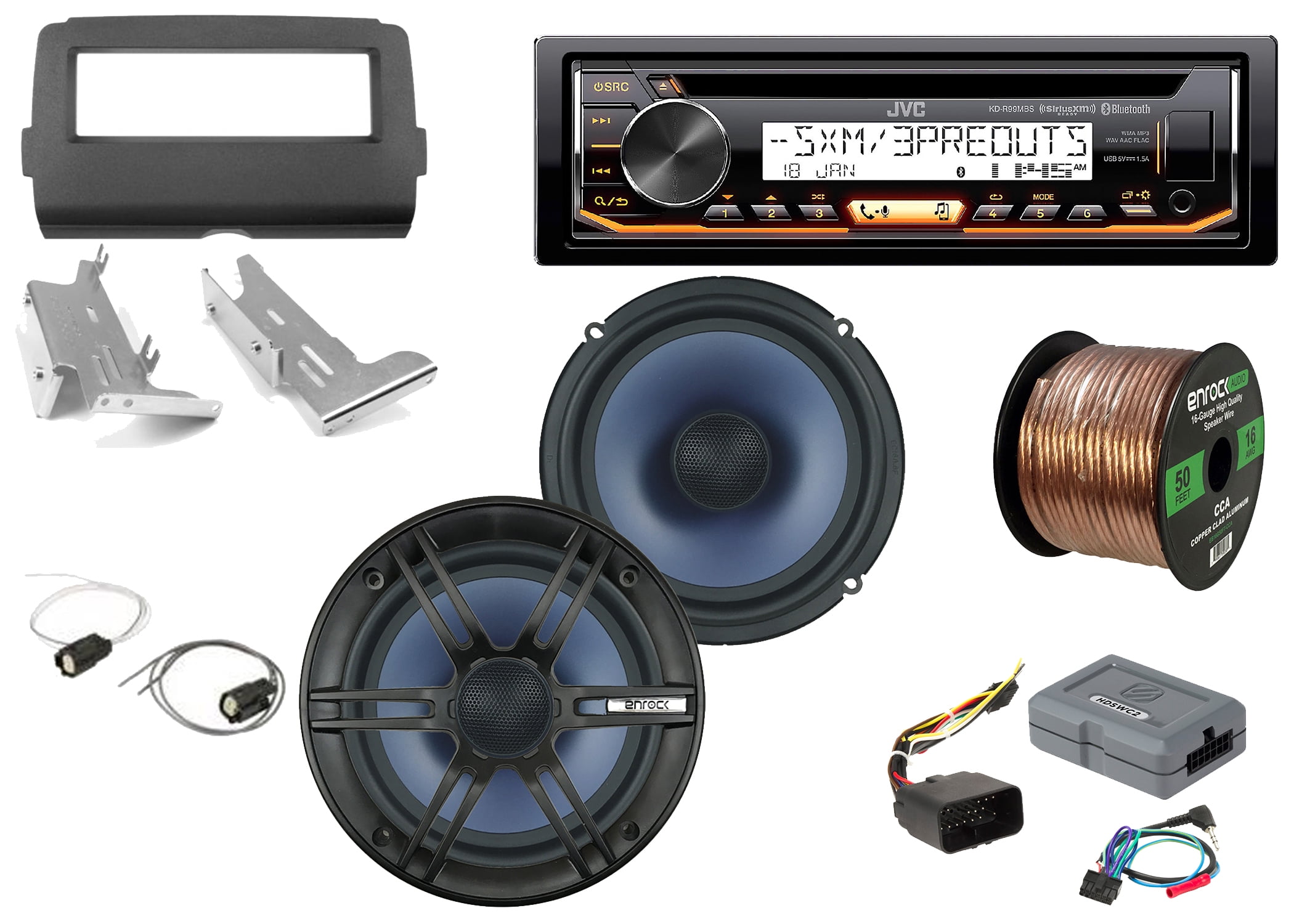 JVC Marine CD Bluetooth Radio, 2x Enrock 6.5" 2 Way Marine Coaxial