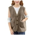 thumbnail image 3 of Gubotare Boy Vest Girls Boys Zippered Vest Warm Soft Fleece Outerwear Jacket with Pockets Size 7-8 (Coffee,7-8 Years), 3 of 7