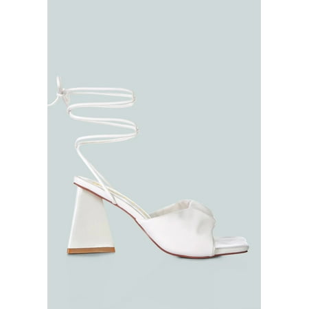 

Primavera Ruched Triangular Heel Lace Up Sandal