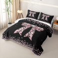 thumbnail image 3 of Manfei Cheetah Print Bowknot Twin Quilt Set for Girls Women,Bling Crystal Sequins Twin Coverlet Set, 3 of 7