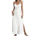 thumbnail image 2 of PNTUTB Women's Summer Solid Color Casual Loose Comfortable V Neck Sleeveless Strapless Split Hem Ankle Length Dress, 2 of 6