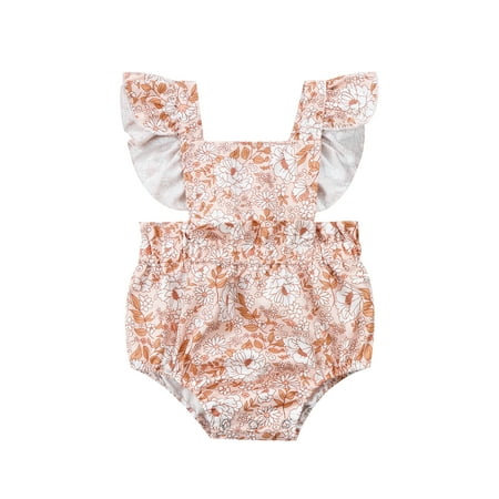 

Genuiskids Toddler Infant Baby Girl Romper Summer Backless Ruffle Floral Bodysuit Halter Jumpsuits Tops Clothes