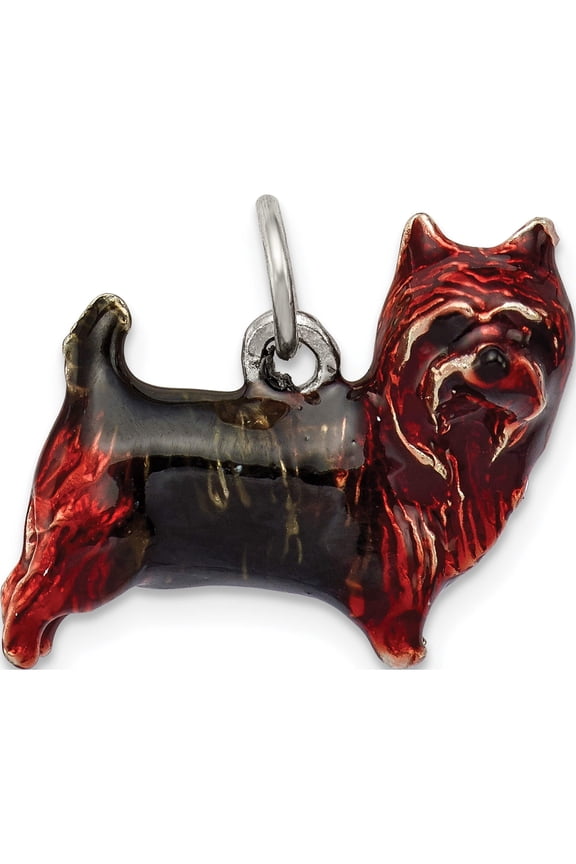 Sterling Silver Enameled Brown & Sable Cairn Terrier Charm (15 X 17) Made In United States qc6418