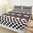 thumbnail image 3 of jejeloiu Racing Track Twin Sheet Set,Speed Sport Black White Plaid,Luxury Decor For Teens,3-Piece, 3 of 7