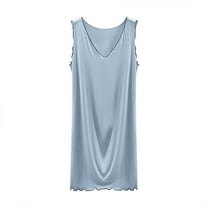 aidice Pajamas Dresses for Women Loungewear V Neck Sleeveless Ruffle Loose Comfy Soft Night Dresses