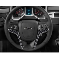 IPG Compatible with 2012-2015 Camaro Carbon Fiber Steering Wheel Accent Decal Cove Chevy Wrap Skin Do it Yourself kit 2 Units Set by IPG (Black Carbon Fiber)