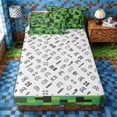 thumbnail image 4 of Meiyoeat Pixelated Blocks Miners Zipper Twin Comforter Sets with Fitted Sheet and 2 Pillowcases, Retro Geometric Camo Zipper Bedding Set for Bedroom,4-Piece, 4 of 6