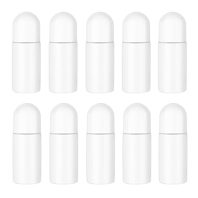 10 Uds. Botellas de plástico con rodillo de 50ml, botellas para desodorante, botellas enrollables vacías rellenables para aceites esenciales, cosméticos y Perfume