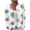thumbnail image 3 of Christmas Sweaters for Women Holiday Graphic Button Down Open Front Comfy Cardigan Loose Fitted Long Sleeve Crewneck Knitted Merry Sweatshirts, 3 of 6