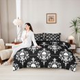 thumbnail image 5 of Homewish Hipple Halloween Skull 7-Piece Twin Bedding,Vintage Damask Bedding Comforter Set,Black White,Black Reversible, 5 of 8