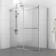 thumbnail image 2 of Vinnova Spezia 64" W x 76" H Double Sliding Frameless Glass Shower Enclosure in Chrome, 2 of 14