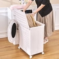 thumbnail image 3 of VECELO Large Rolling Laundry Hamper with Wheels, Handles and Lid, Laundry Basket Dirty Clothes Hamper, Quilt Sorters Organizer for Bathroom, Laundry, White, 3 of 16