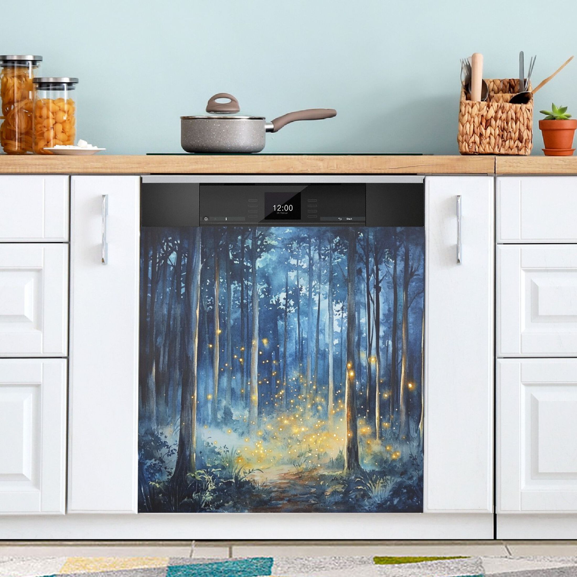 Dishwasher Magnetic Sticker 23x26 Inch Refrigerator Magnetic Sticker Washing Machine Magnetic Sticker Kitchen Panel Magnetic Sticker Home Decor Beautiful Firefly Forest