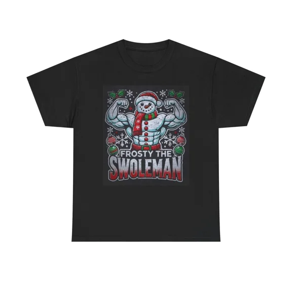 Funny Christmas Gym Workout Frosty The Swoleman Graphic Unisex T-Shirt up to size 5XL