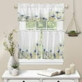 thumbnail image 6 of 3 Piece Curtains Tiers and Valances Set, Blue Flower Elegant Watercolor Floral Print Rod Pocket Short Window Treatment Tiers Curtains Panel and Valance for Cafe Bathroom Kitchen, 6 of 6