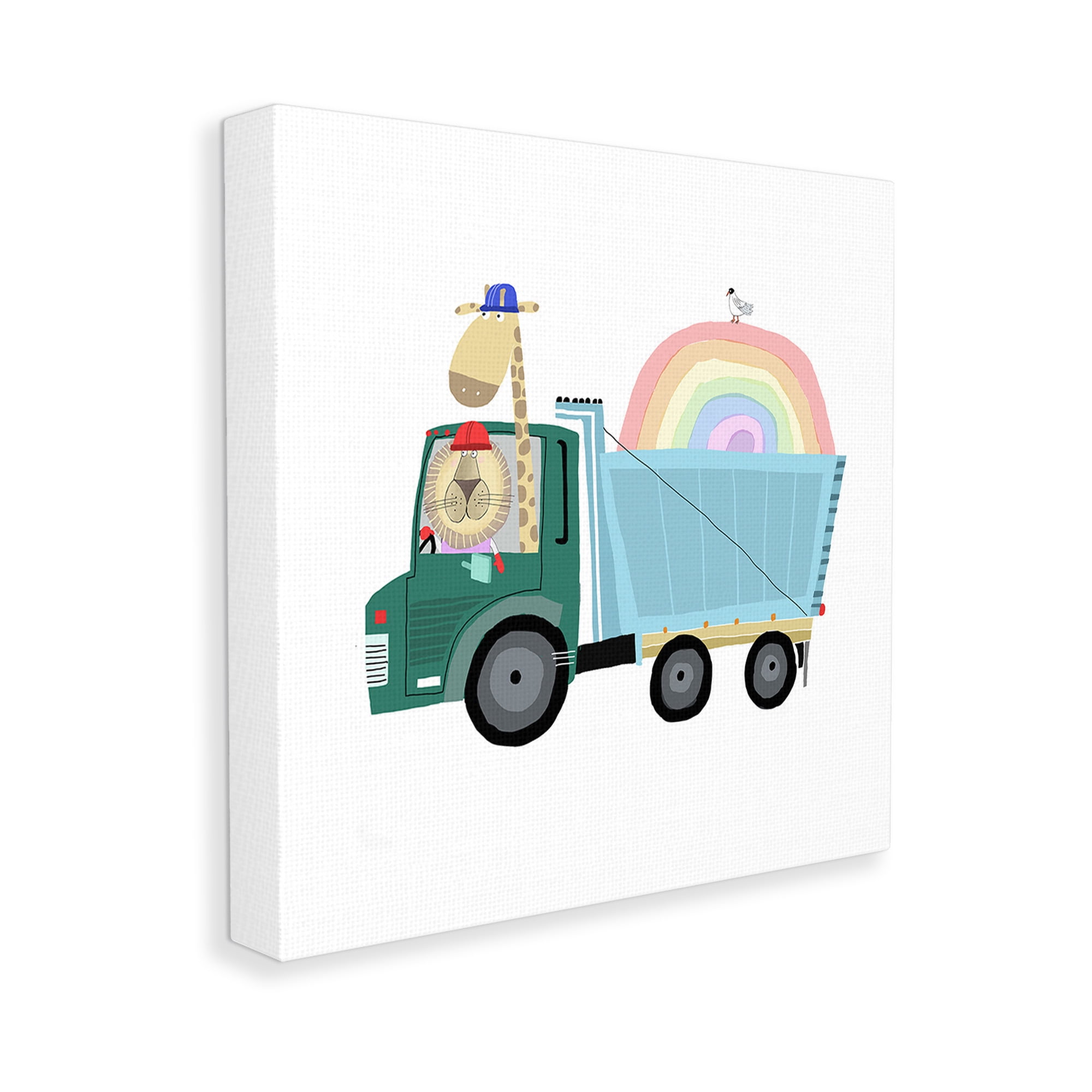 Stupell Industries Construction Animals with Rainbow Animals & Insects Painting Gallery Wrapped Canvas Art Print Wall Art, 36 x 36