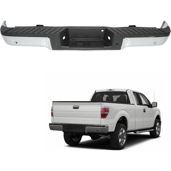 OTTULUR Steel Rear Step Bumper Chrome Replacement for 2009-2014 F150 with Sensor Hole