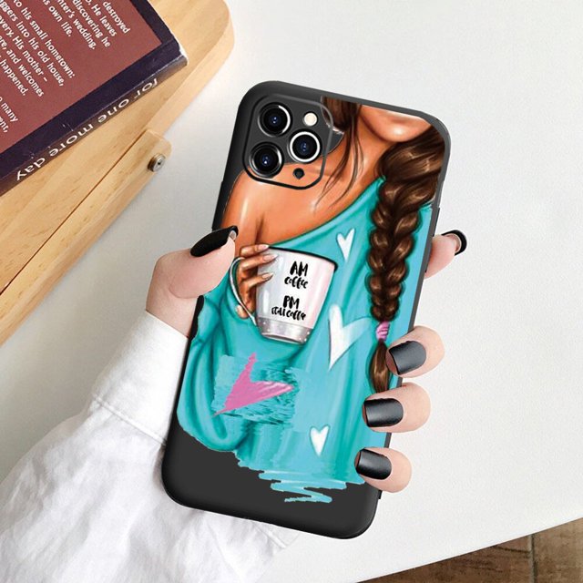 Funda negra mate para iPhone 12 11 Pro Max 7 8 Plus X Xr Xs Max SE2020 13 PRO tacones altos chica moda mujer funda de silicona Coque Tan Jianjun unisex