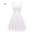 thumbnail image 4 of Sonducket Vestido de mujer Color sólido Encaje Empalme Fiesta Citas Retro Swing Vestidos Mezcla de algodón Moda Ropa casual M Blanco Vestidos METRO Weiß, 4 of 6