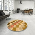 thumbnail image 3 of Ahgly Company Indoor Round Abstract Orange Checkered Area Rugs, 7' Round, 3 of 6