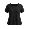 thumbnail image 4 of Women's Summer Round Neck Short Sleeve Casual Top Solid Color Blouse, 4 of 5
