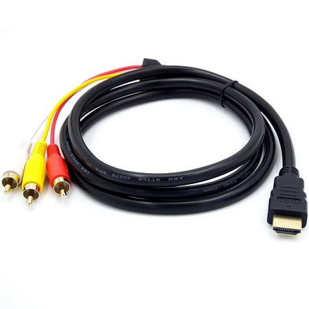 Tuscom HDMI Male to 3RCA AV Composite Male M/M Connector Adapter Cable Cord (Best Composite To Hdmi)