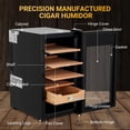 thumbnail image 4 of 50L Black Cooling & Heating Cigar Humidor 3 in 1 Electronic Humidor Cabinet with Lights Control System& Wood Shelves Gift for Men, 4 of 7