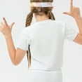 thumbnail image 4 of Qingpeng Girls Short Sleeve Crop Tops Kids Summer Dance Cropped Solid T-Shirts, 4 of 7