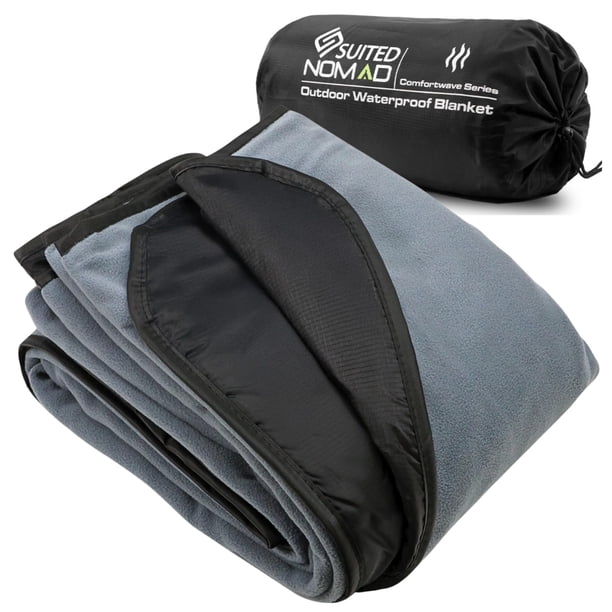 SUITEDNOMAD Manta grande impermeable para estadio al aire libre, resistente al viento y cálida manta de forro polar de doble cara, ideal para acampar en climas fríos, picnic, deportes, festivales, per