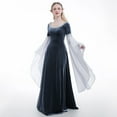 thumbnail image 6 of DAIZBELLA Medieval Renaissance Dress Vintage Retro Dress Grey Velvet Gown with Chiffon Sleeves, 6 of 7