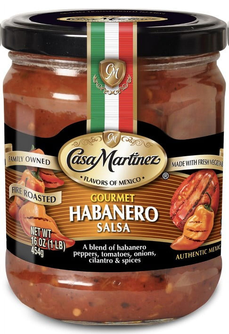 (2 pack) Casa Martinez Hot Fire Roasted Habanero Salsa, 16 oz Jar