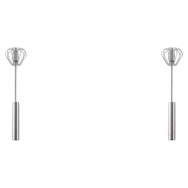 Yuarrent Batidor de huevos semiautomático de acero inoxidable, herramienta de cocina práctica y práctica, batidor de huevos, trompeta sólida Trompeta sólida 2Conjunto