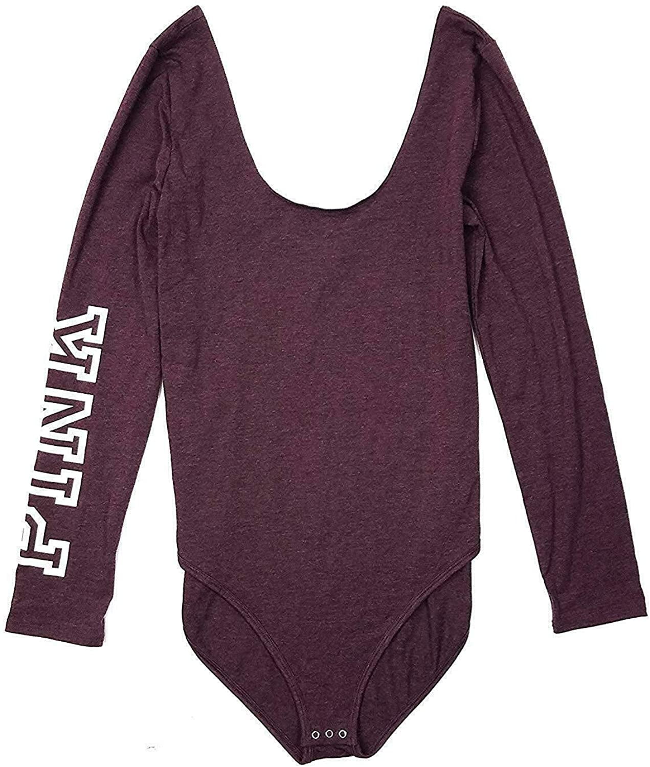 Victoria S Secret Pink Scoop Neck Bodysuit Tank Long Sleeve Color Maroon Size Xsmall Nwt Walmart Com