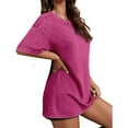 thumbnail image 4 of Summer Women's Short Sleeve Shirt Casual Loose Oversize Crew Neck Tunic Tops, 4 of 6