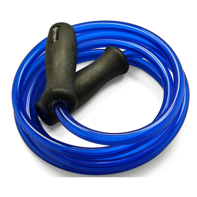 Elite SRS, Muay Thai 2.0 Weighted Jump Rope - Heavy 1.5lb PVC Drag Rope  (8ft Blue) 