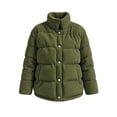 thumbnail image 4 of Qiggri Corduroy Puffer Jacket for Women Stand Collar Solid Color Winter Coat with Pockets Buttons Lined Inner for Casual Outdoor Daily Wear M, 4 of 7