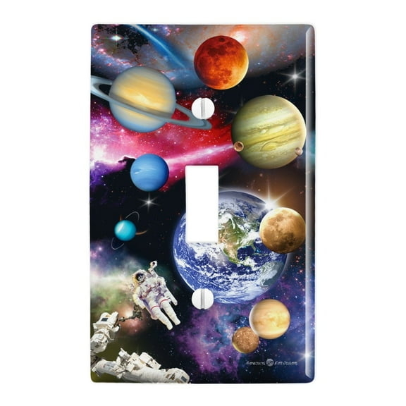 Solar System Planets Space Earth Saturn Jupiter Mars Plastic Wall Decor Toggle Light Switch Plate Cover