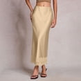 thumbnail image 4 of Maxi Skirts for Women Casual Comfort A line Summer Skirts Flowy Skirt Satin Solid Color Midi Skirt Silk Skirts for Daily Wear, 4 of 6