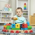 thumbnail image 6 of Melissa & Doug Wooden Jumbo Stacking Train – 4-Color Classic Wooden Toddler Toy (17 pcs), 6 of 10