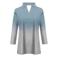 thumbnail image 4 of Htigea Shirts for Women 3/4 Sleeve Summer Tops Lapel Solid Color Business Casual Collared Shirts Dressy Blouses Gray,M, 4 of 5