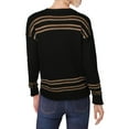 thumbnail image 2 of RALPH LAUREN Womens Black Striped Long Sleeve Sweater Size: M, 2 of 2