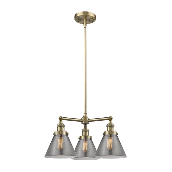 Innovations 3-LT Vintage LED Large Cone 22" Chandelier - Antique Brass - 207-AB-G43-LED