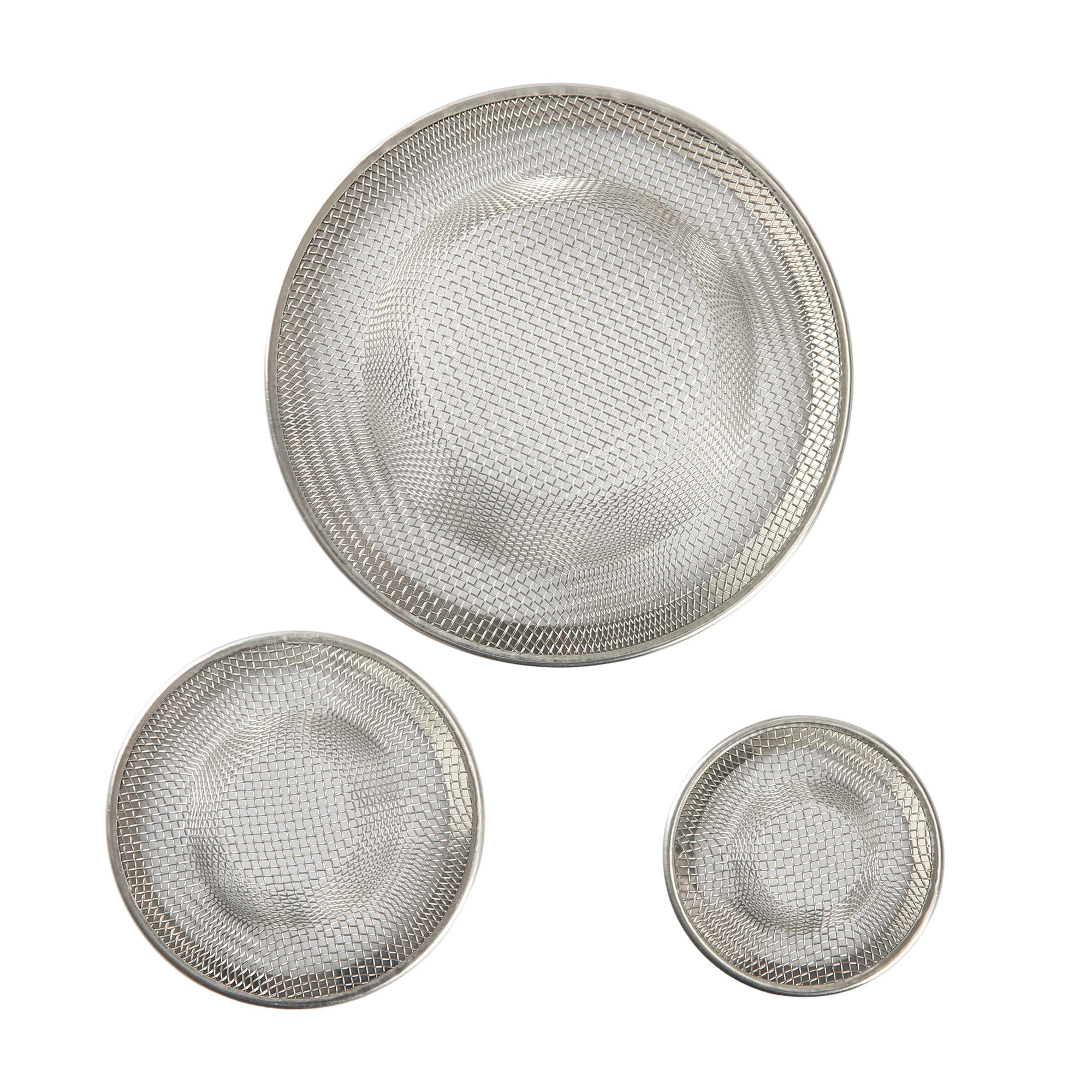 (3 pack) Mainstays Multiple Size 3 Pack Stainless Steel Mesh Drain Strainers Silver