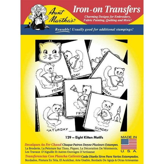 Aunt Martha's #129 Eight Kitten Motifs