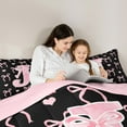 thumbnail image 6 of Feelyou Girly Pink Bow Full Size Comforter Sets, Monogrammed J Bedding Comforter Set, Initial A to Z Letter Bedding Sets, Breathable Bedroom Decorative, 3pcs, 6 of 9