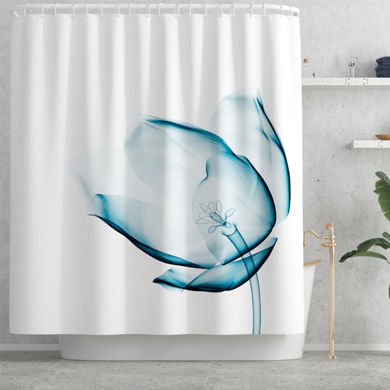 Multi-Style 4PCS Ocean Shower Curtain Set with Rugs,Bathroom Shower Curtain, Non-Slip Bathroom Mat Toilet Rug Bath Mat, Polyester Waterproof Bath Curtain 4PCS Set